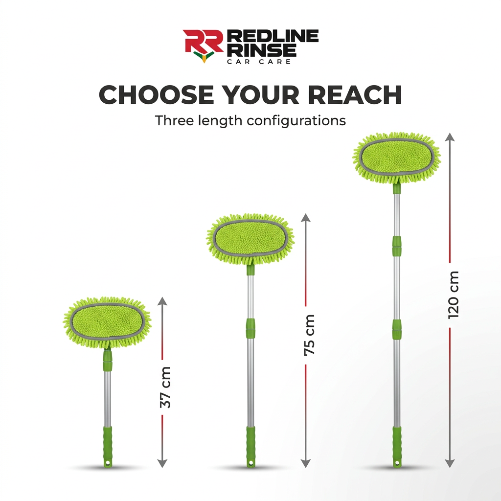 Redline Rinse brush length comparison in centimetres