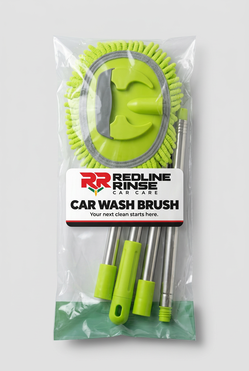 Redline Rinse clear packet packaging with the new branded sticker
