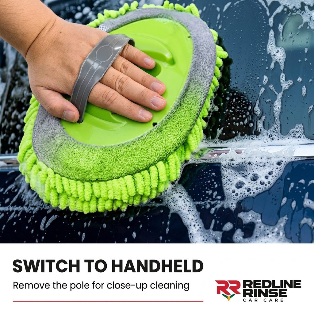 Redline Rinse detachable wash head used by hand